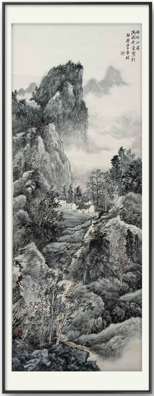 徐康林山水画《西岭山居》,2006年画于工作室.