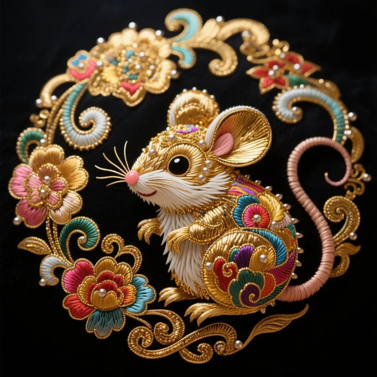 】五彩丝线跃然布上,十二生肖栩栩如生