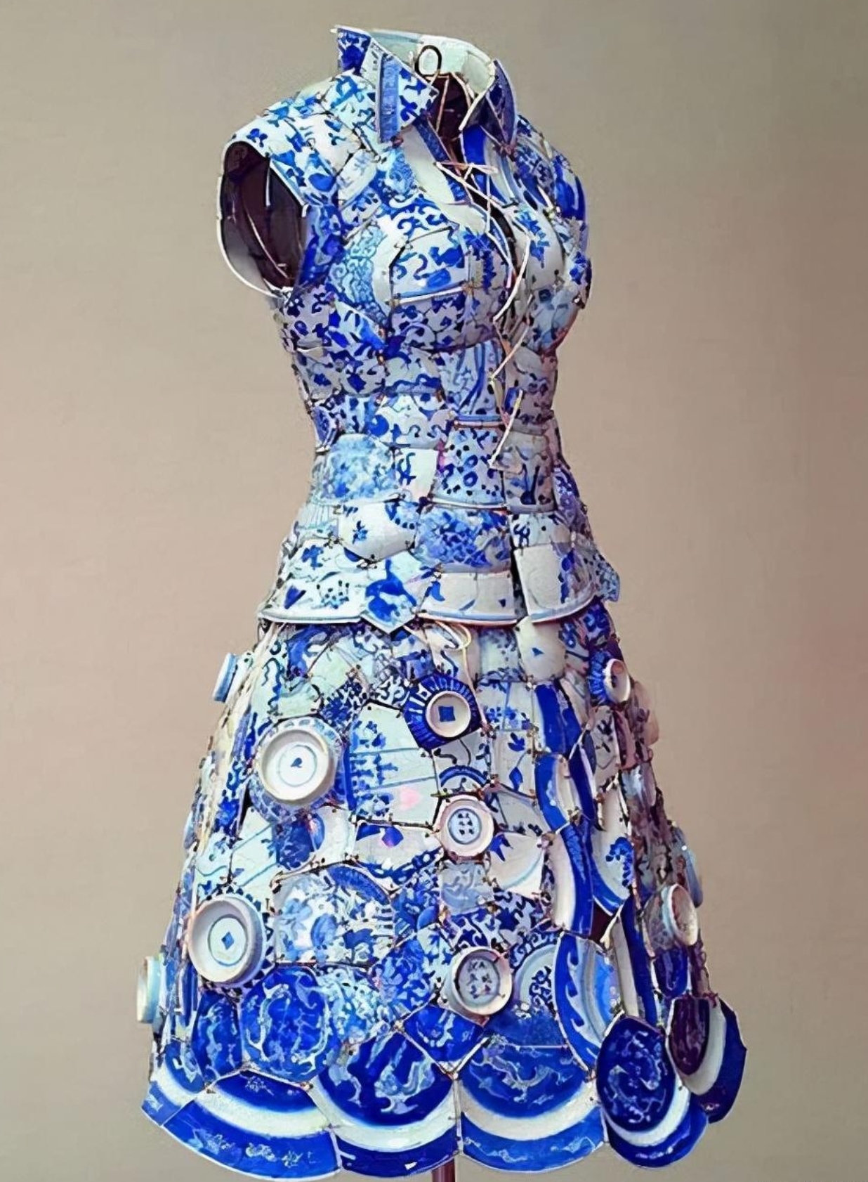 一条美丽的青花瓷裙子,仿佛穿越了几千年的时空,来到了我们面前.