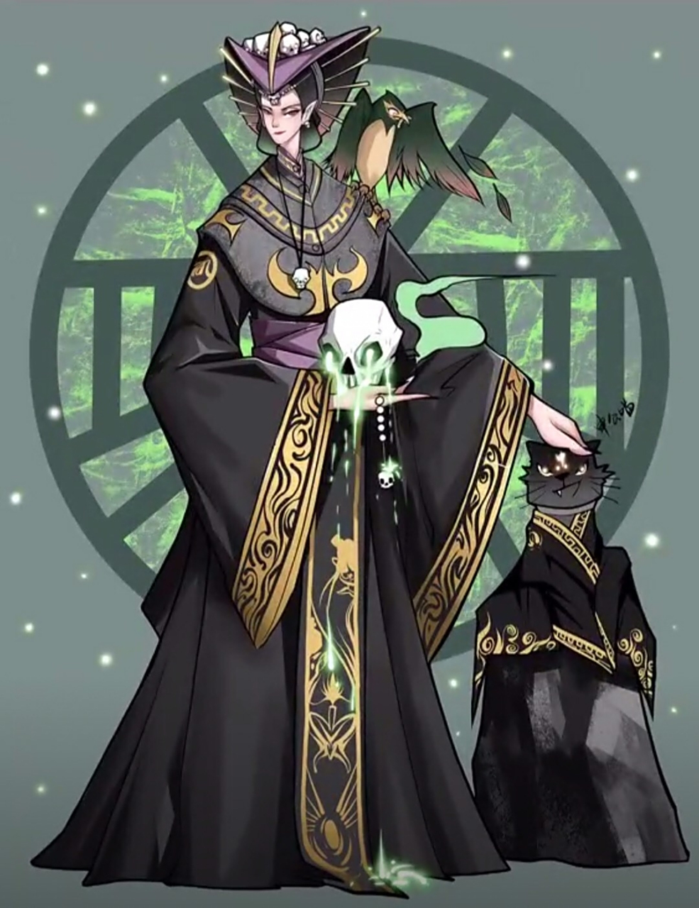 改编版石矶娘娘和申公豹 这两张图很不错,作者的网名是  一个画家