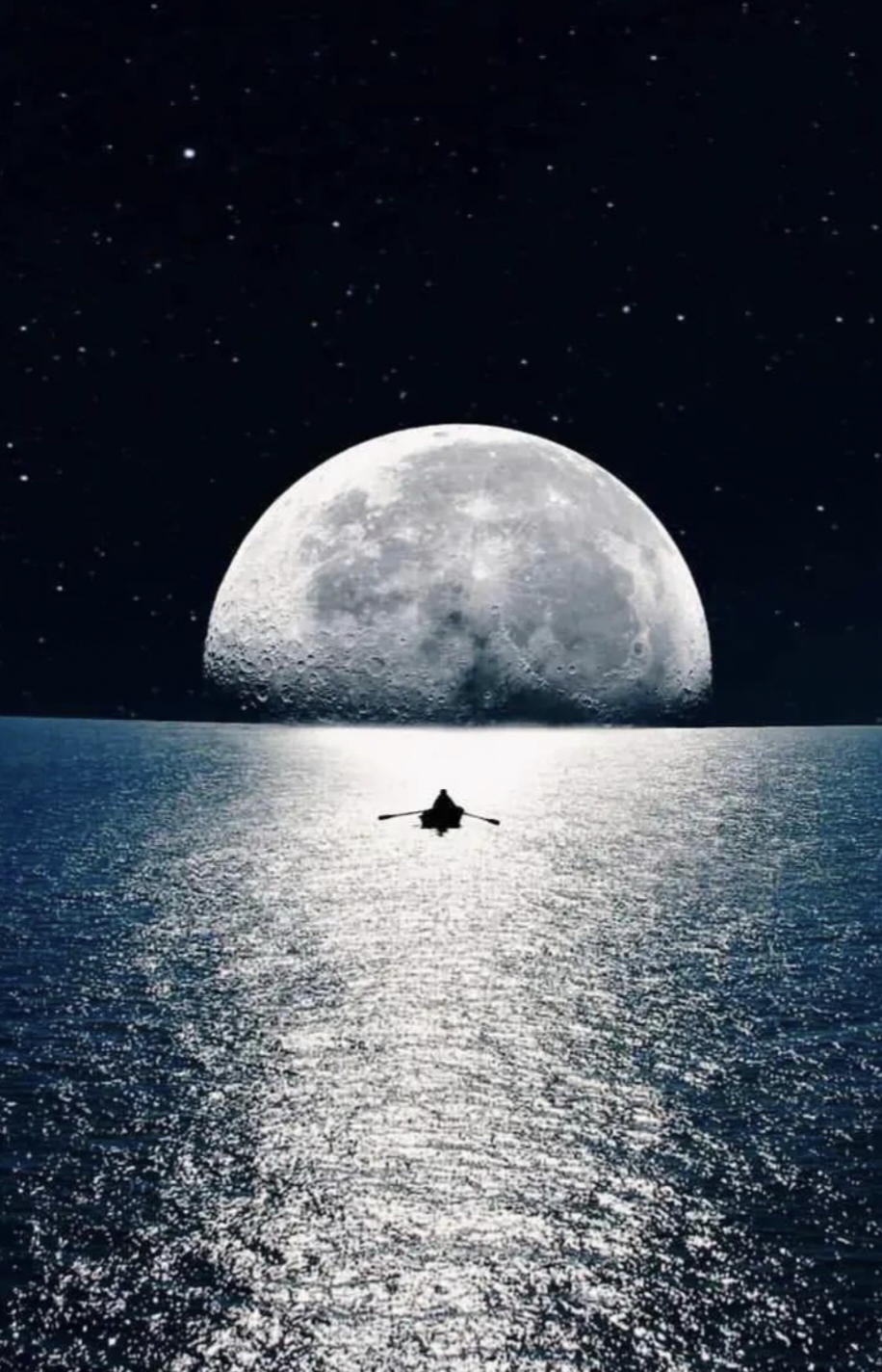 冷月无情空照影(友出) 光波迎来划船人(我对)