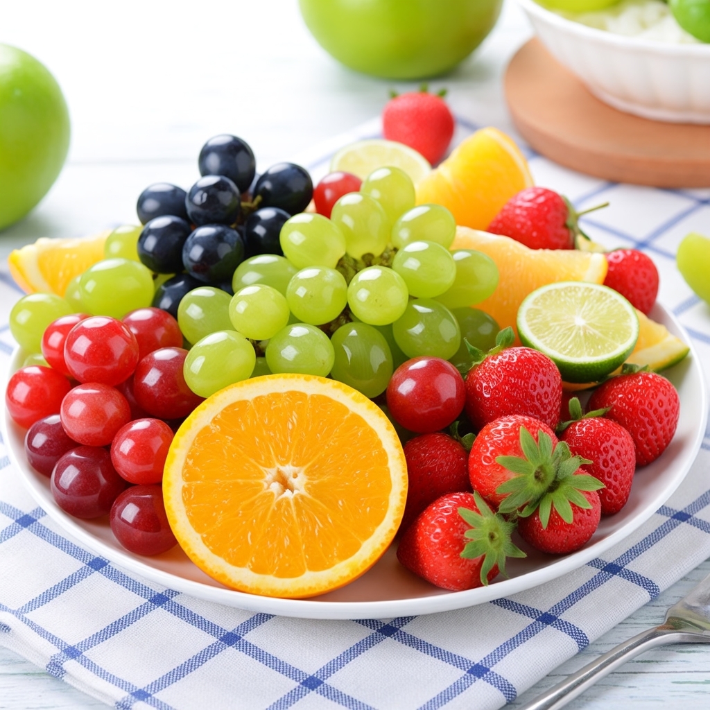 阳光透过纱帘洒在餐桌上,这盘夏日水果拼盘瞬间点亮了整个早晨