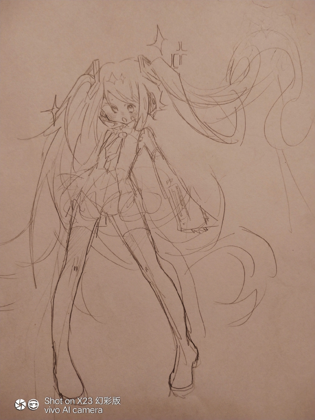 初音未来全身素描图片