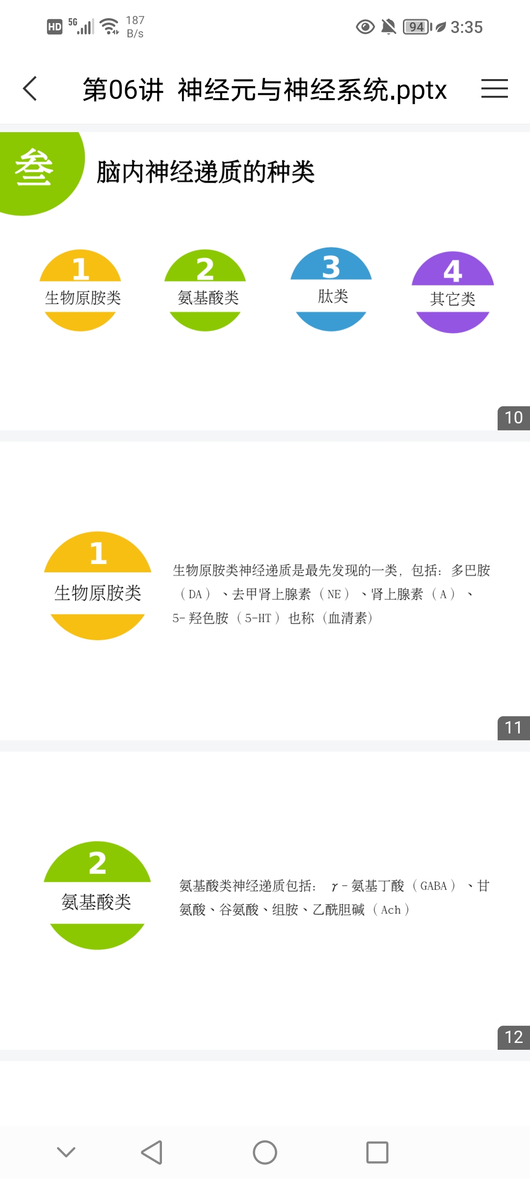 类 肽类 其它类 生物原胺类神经递质是最先发现的一类,包括:多巴胺