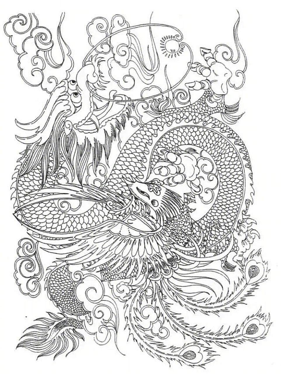 白描龙凤图谱 #诗情画艺# #绘画# #艺术