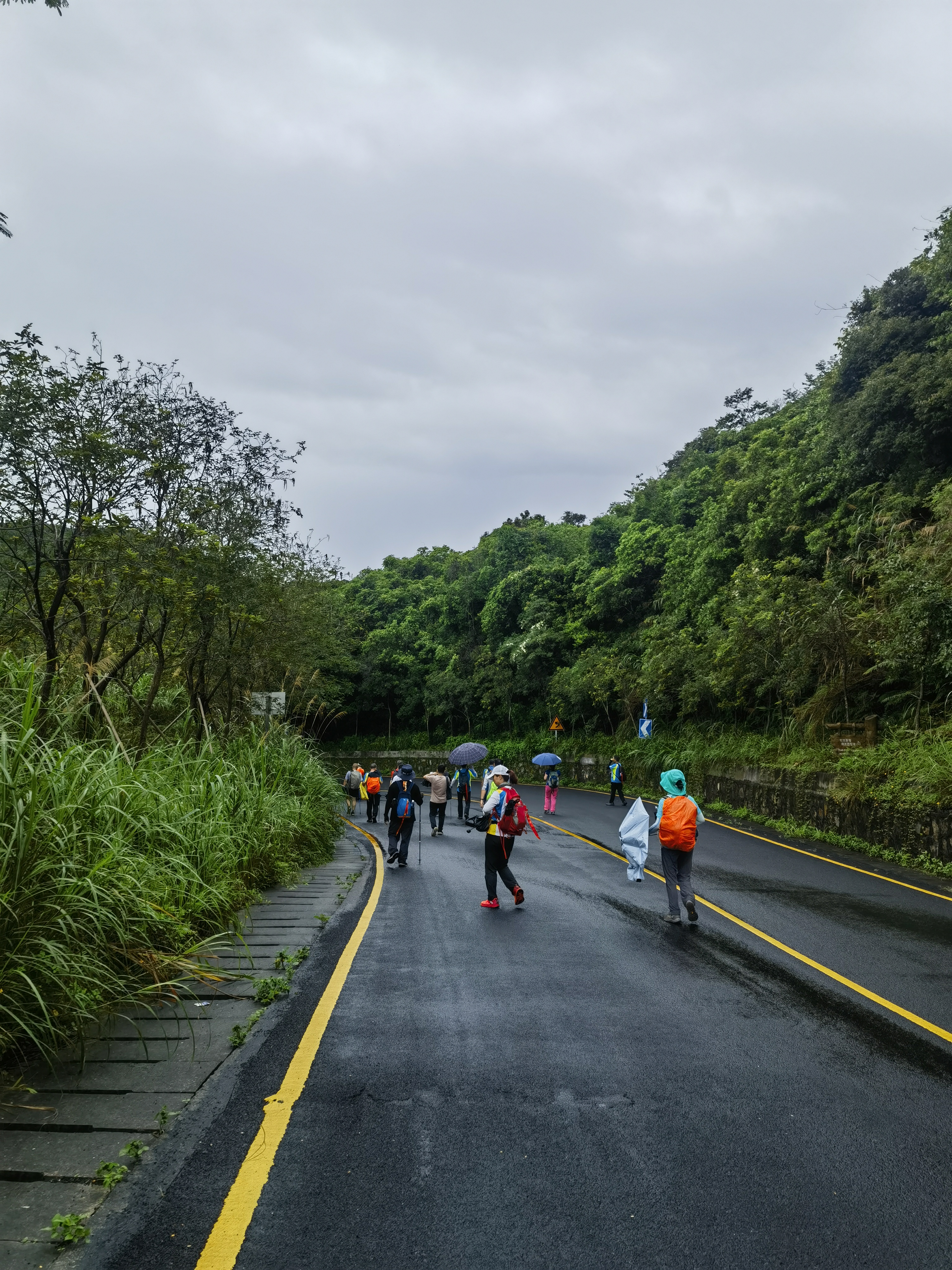 阵雨初歇,在盐田区半山公园带的水库休闲段,从红花沥水库下往翠岭水库