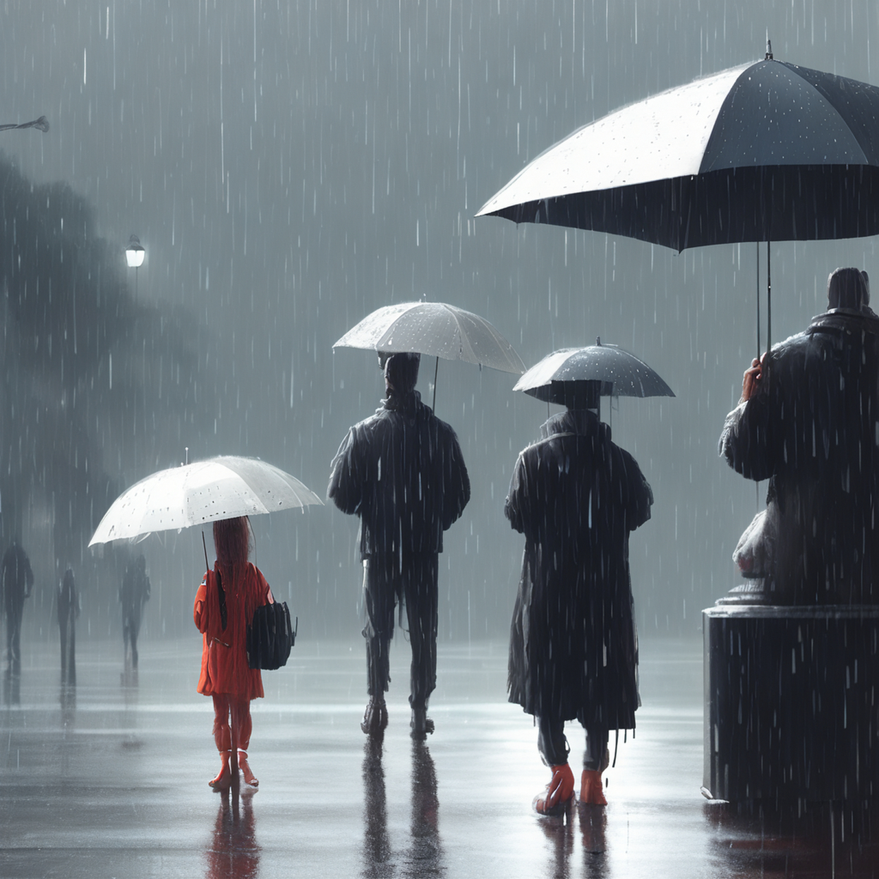 一个人在屋檐下躲雨,看见一个和尚正打伞走过