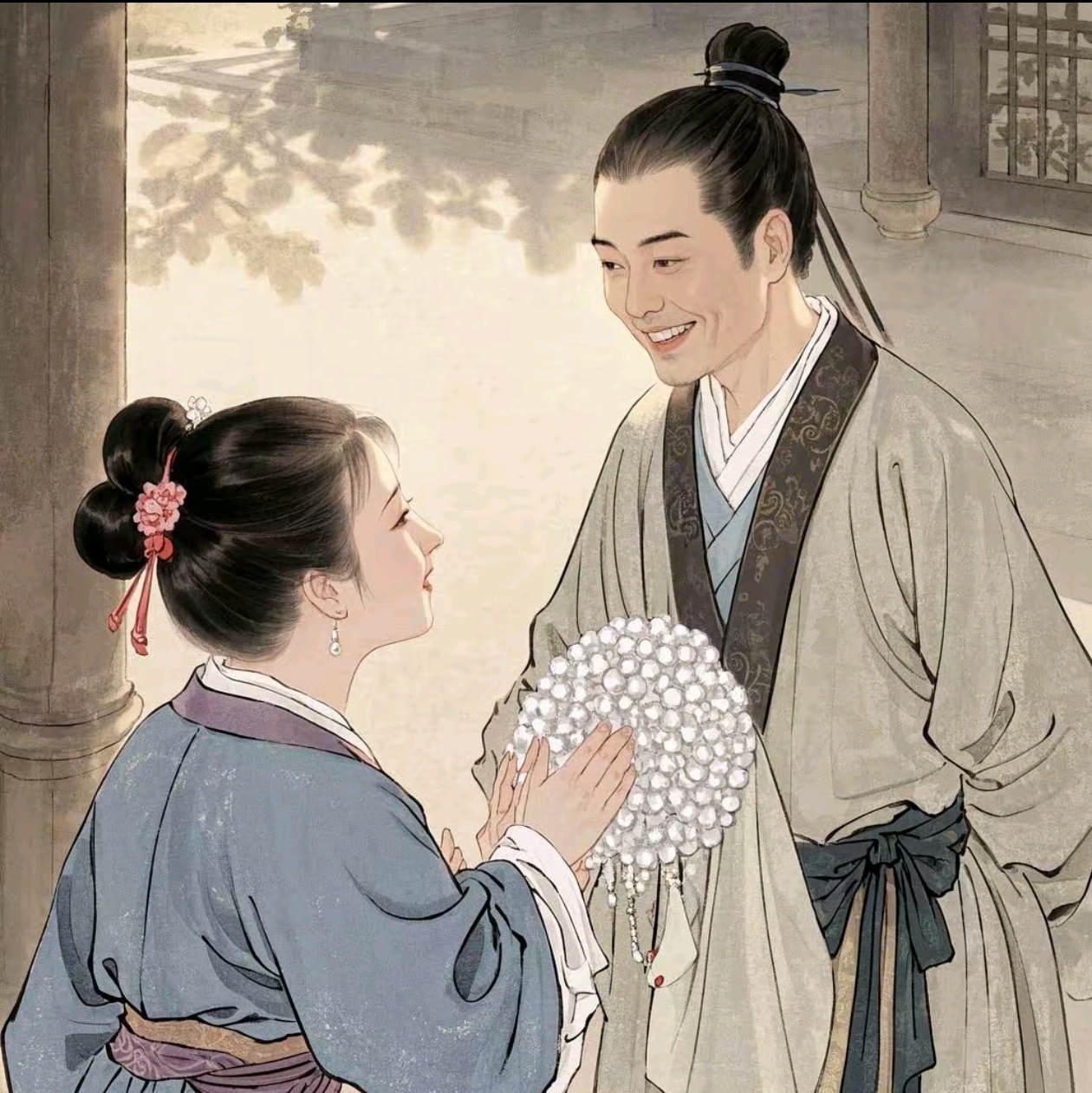 蒋兴哥问:"此衫从何而来?"平氏道:"这衫儿来得蹊跷