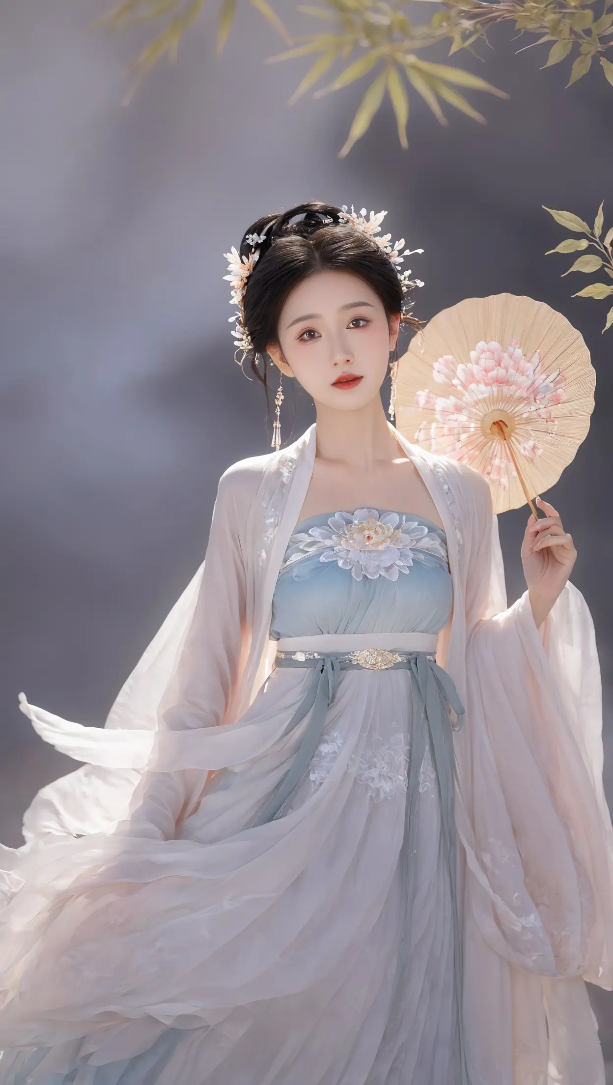 汉服小姐姐,手持团扇,轻纱曼舞,美如画中人.