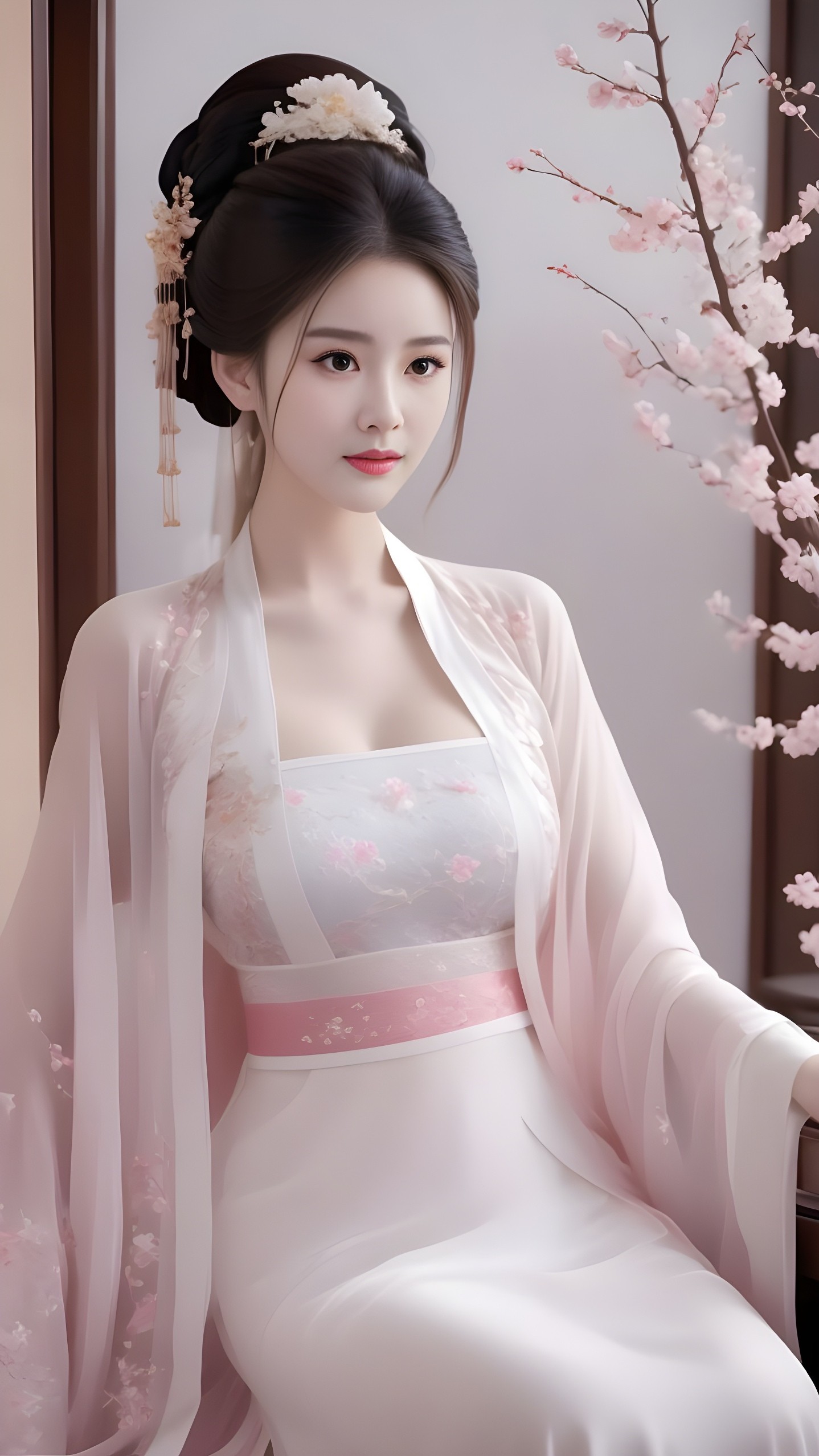 桃花树下,汉服美人,桃花朵朵,灼灼其华.之子于归,如梦似幻,岁月静好.