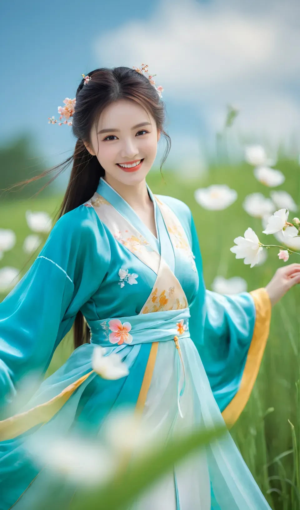 古色古香的地方,一身古装的清纯女孩,在这如诗如画的季节里翩翩起舞.