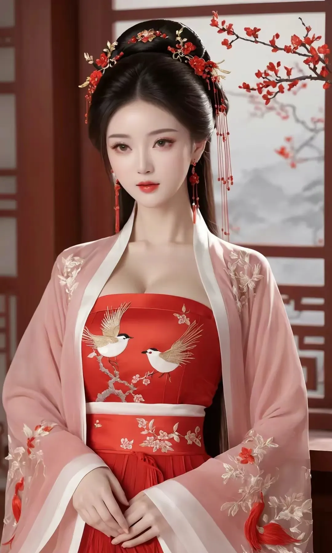 六宫粉黛无颜色,美丽的春色惹人醉,如诗如画的季节里美丽汉服姑娘柔情