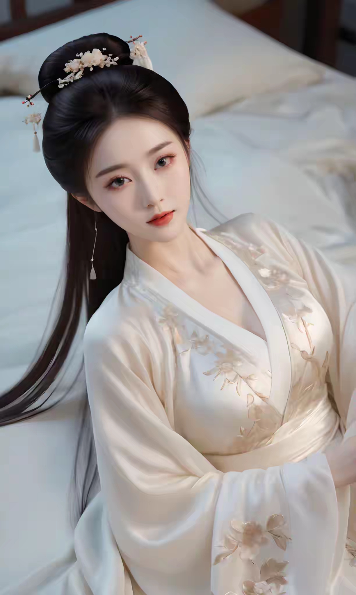 汉服小姐姐,美若天仙,气质非凡.她貌似在思考什么,到底思考什么呢?