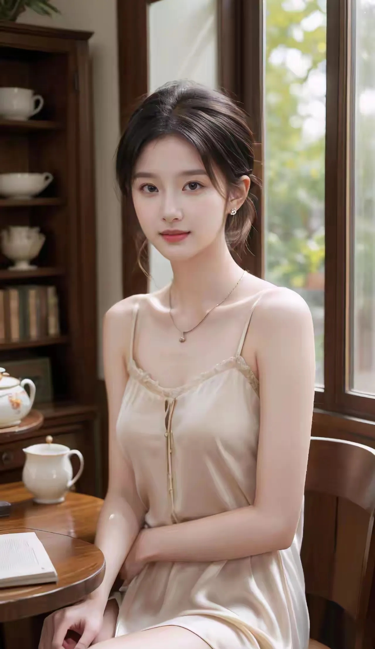 温柔而不失浪漫,优雅且漂亮大方,美女温文尔雅,知书达理,给人一种落落