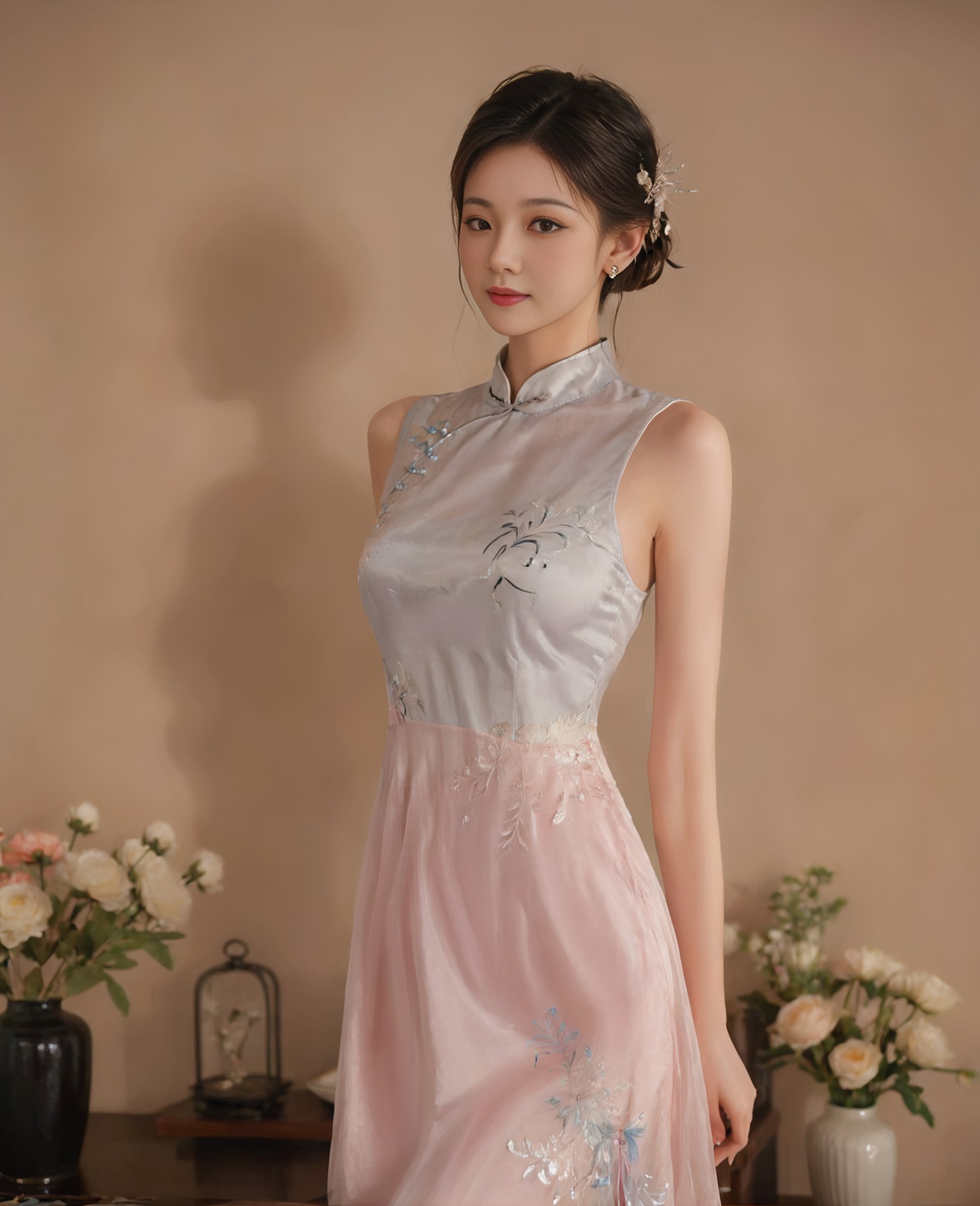 夏日炎炎里,美丽的旗袍少女笑靥如花,温文尔雅中尽显落落大方的姿态.