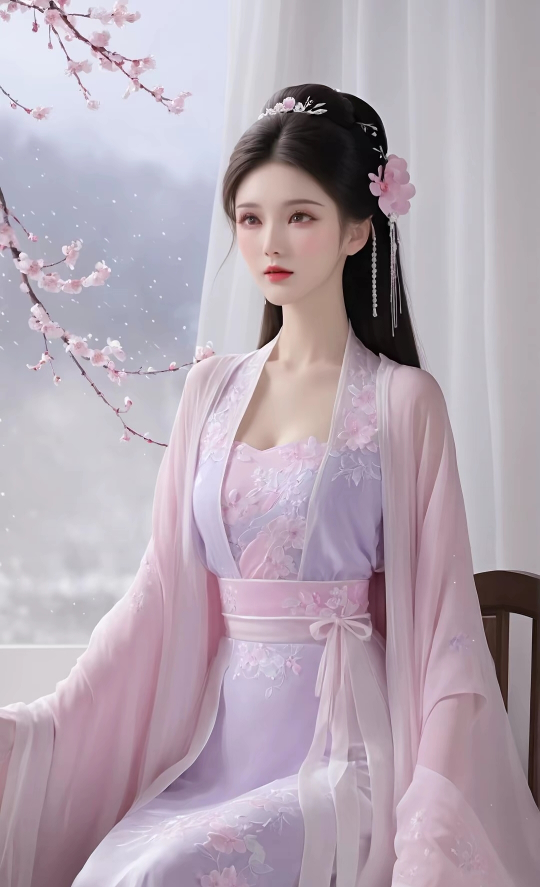 如诗如画的美景里恰遇倾国倾城般的美女,真是一种极致的享受!