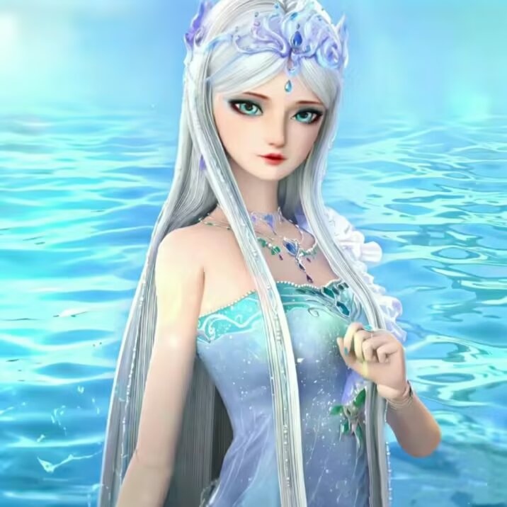 叶罗丽仙子,冰雪中的精灵,梦幻蓝裙,仙气飘飘.冰公主