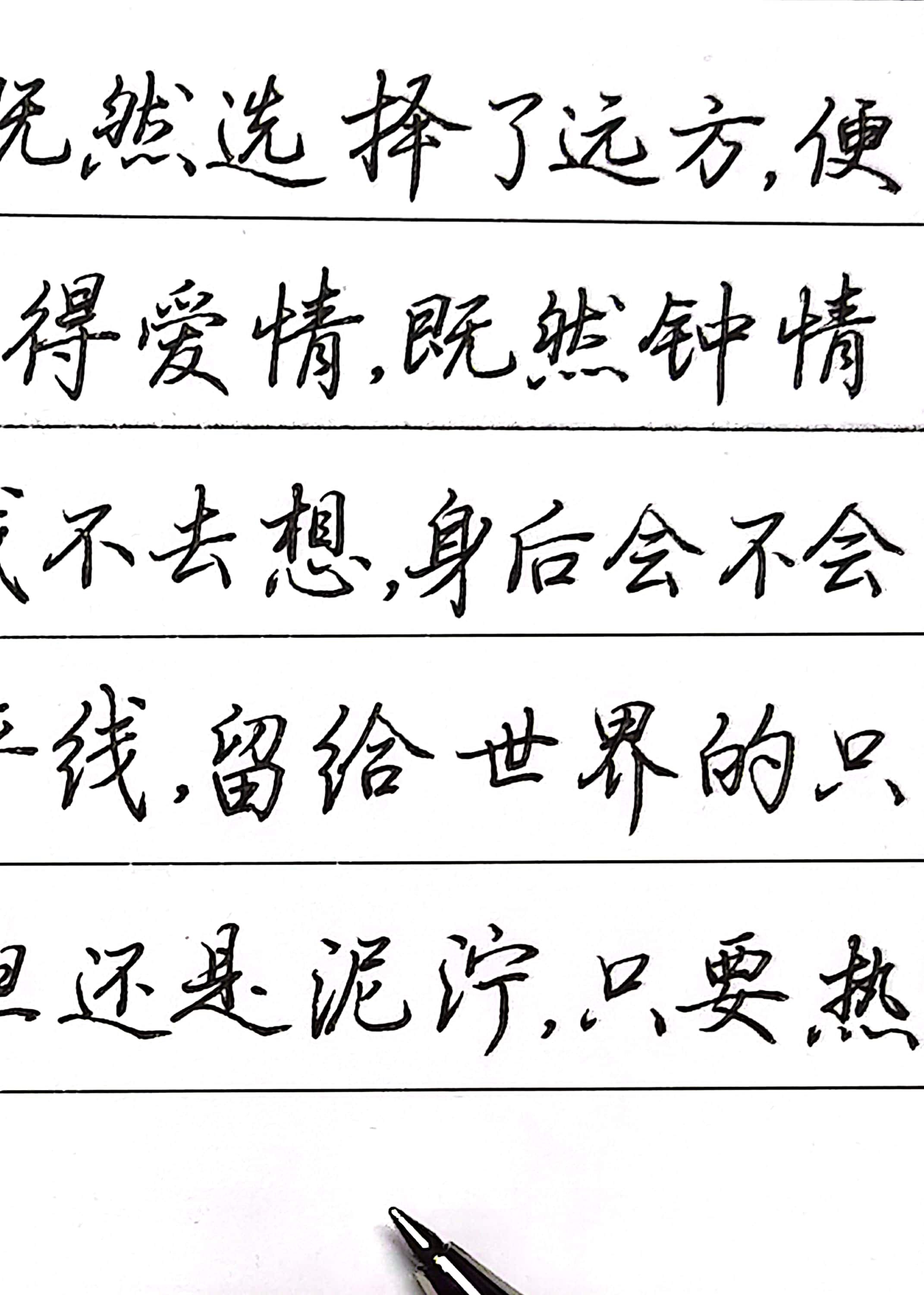 0.5中性笔行楷字练习,汪国真的诗