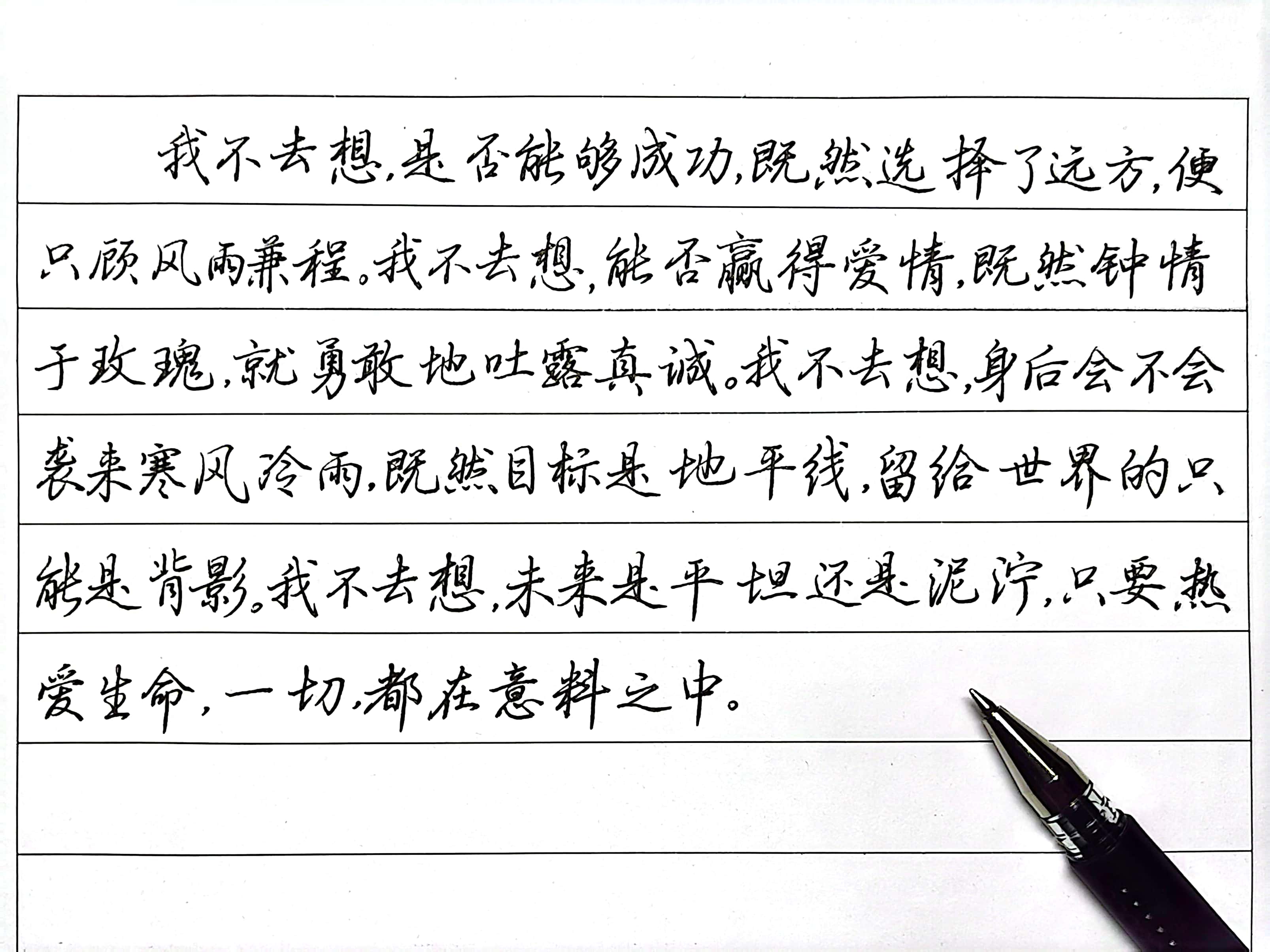 0.5中性笔行楷字练习,汪国真的诗