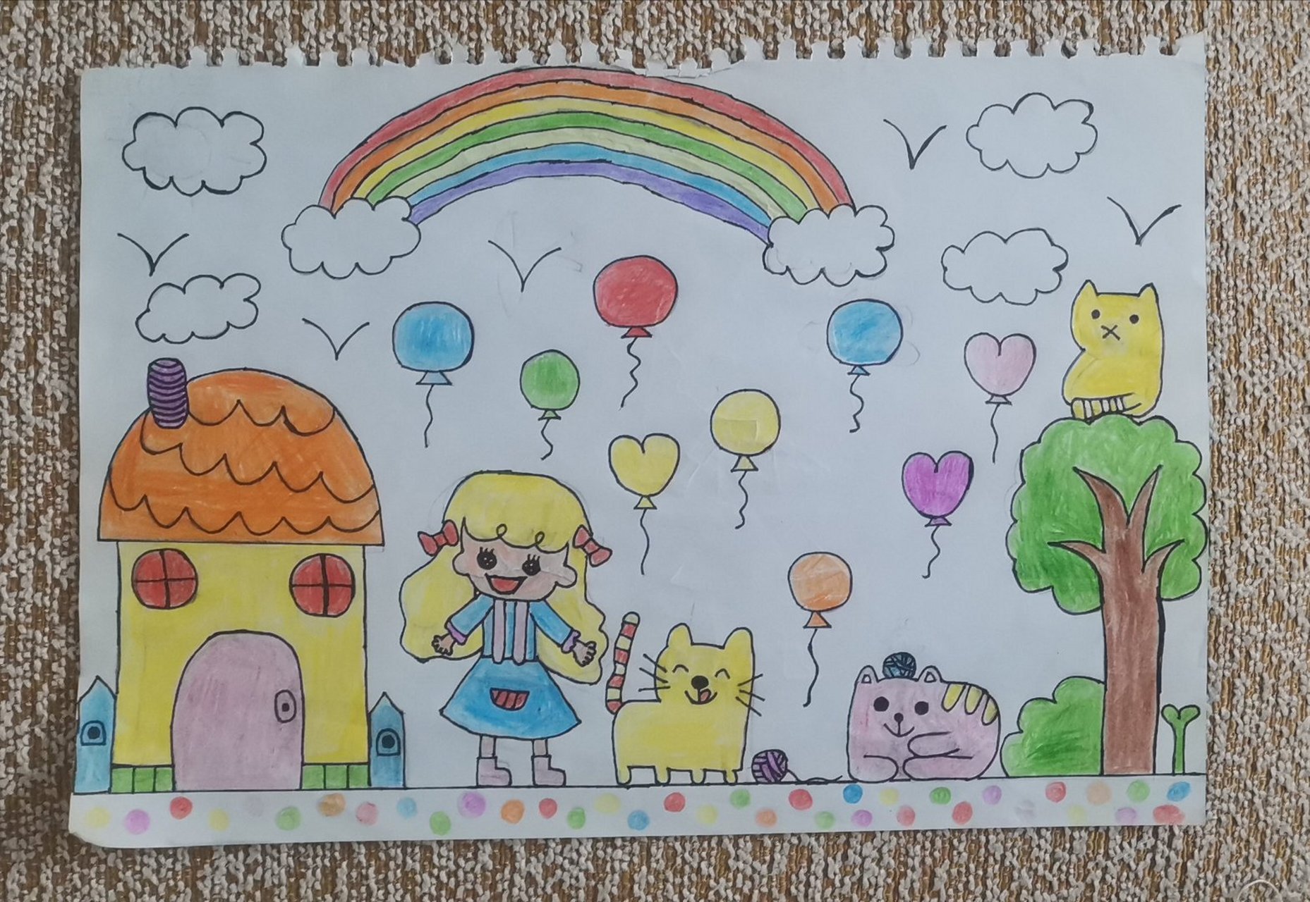 用了两节美术课完成的一幅画,给我打个分吧![嘻嘻][嘻嘻]