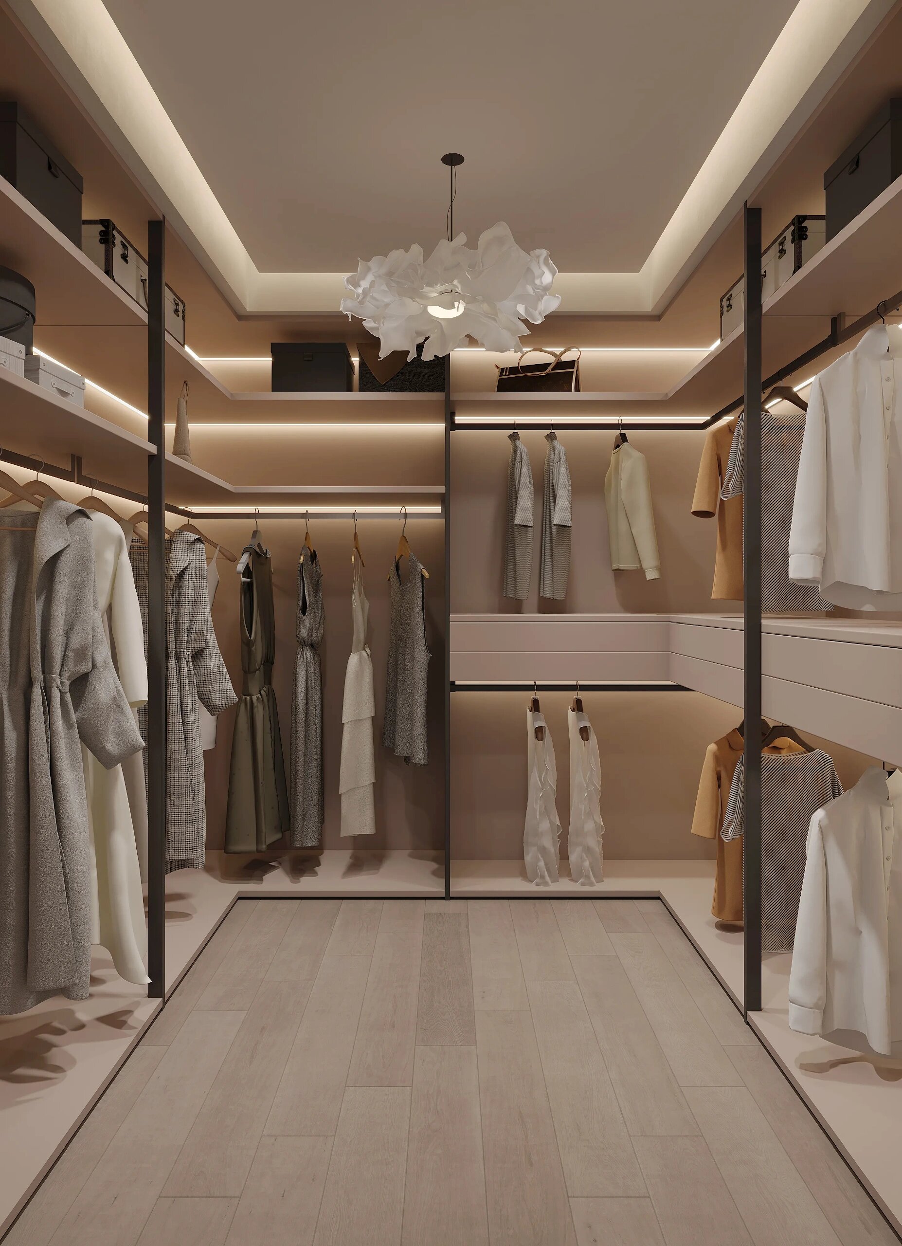 高级又实用的轻奢衣帽间设计