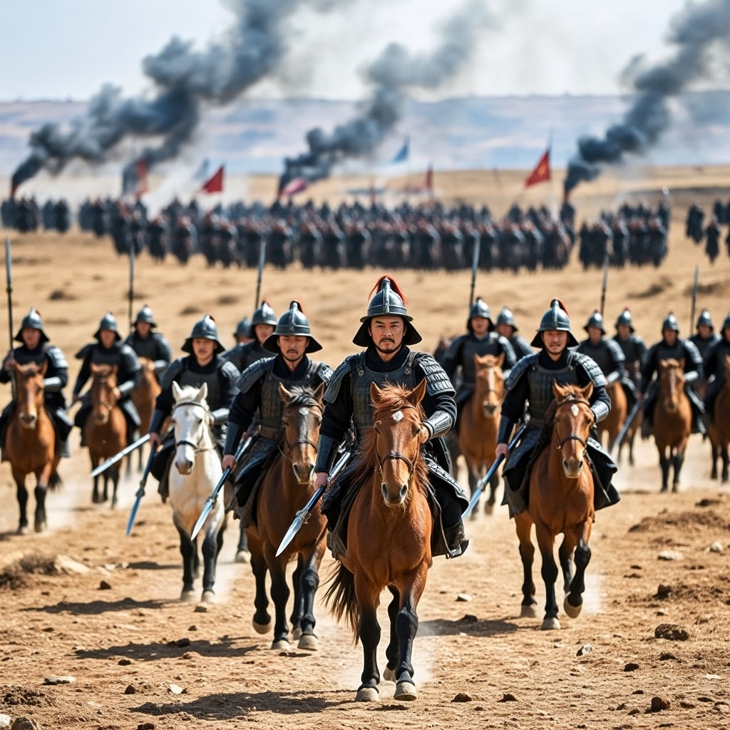 马蹄踏碎戈壁的寂静,长矛在烈日下折射出冷光