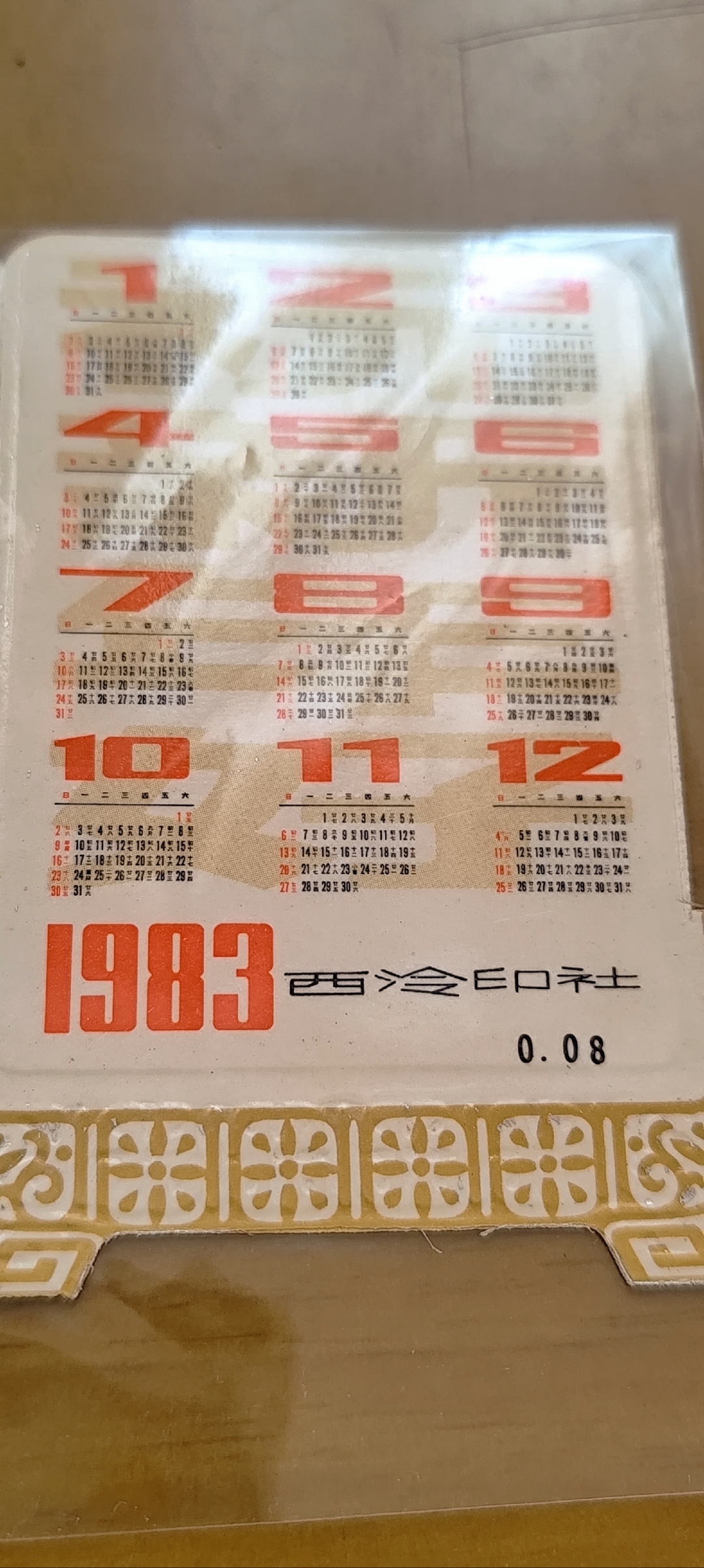 1983年的日历卡,记录着那个年代的时光印记.