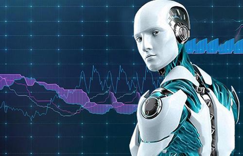 我居然看到一个机器人在看股票数据,而且还是在聚精会神地研究.