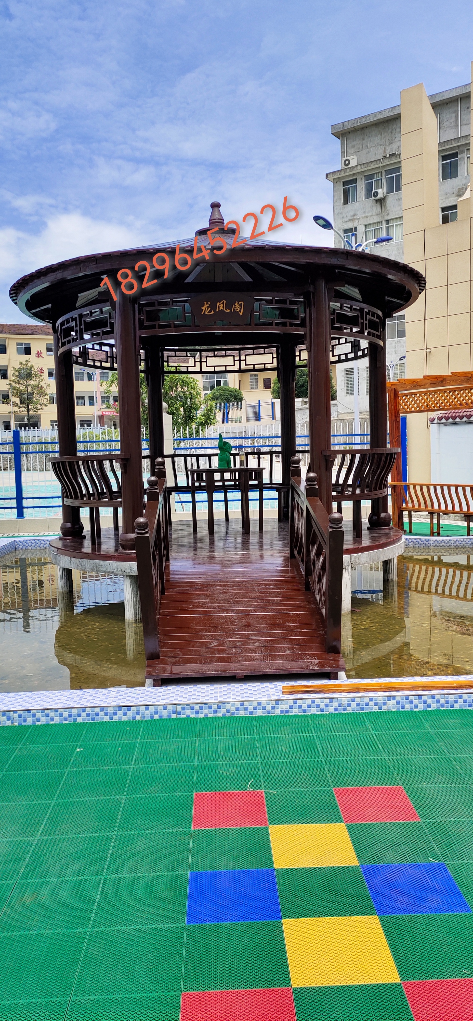 户外景观仿古实木凉亭长廊