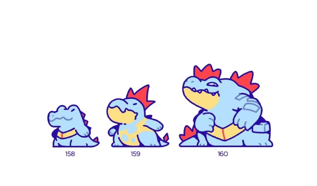 分享q版的二世代御三家宝可梦,小锯鳄变成了眯眯眼