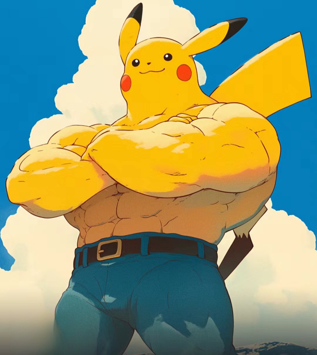 当宝可梦健身变成了肌肉男,[捂脸][捂脸]皮卡丘这大反差是我万万没