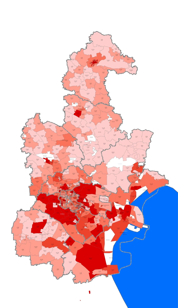 七普天津市各乡镇街道常住人口地图