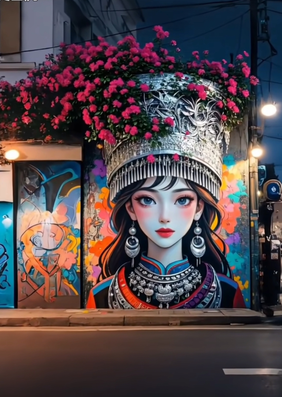 也随着厂搬过去了,偶尔过来这边找他老乡玩,姑婆山墙绘理发店墙绘素材