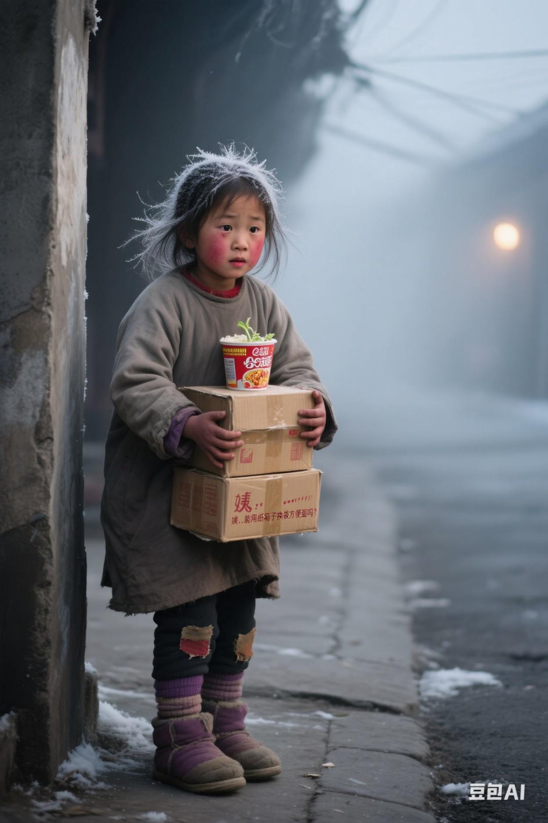 一团瑟缩的影子突然从雾里钻出来