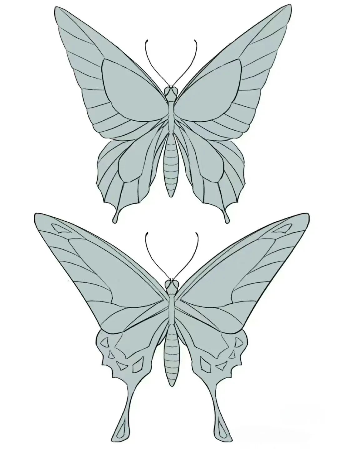 教程:卡纸画出蝴蝶图案,用胶水或双面胶把镜子碎片粘贴在图案上