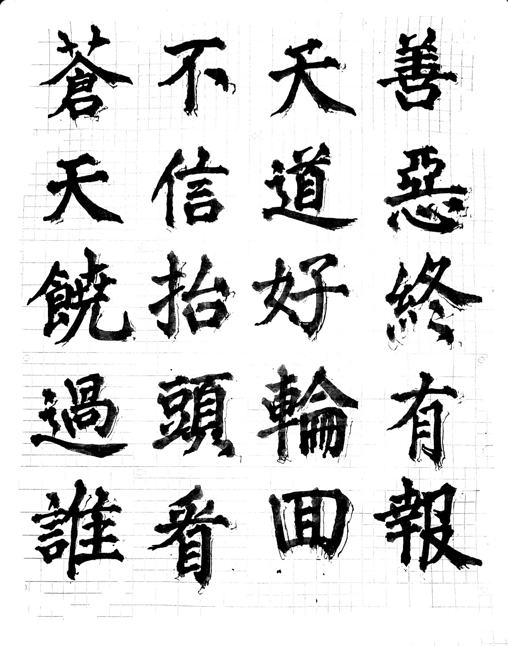 善恶终有报, 天道好轮回, 不信抬头看, 苍天饶过谁!