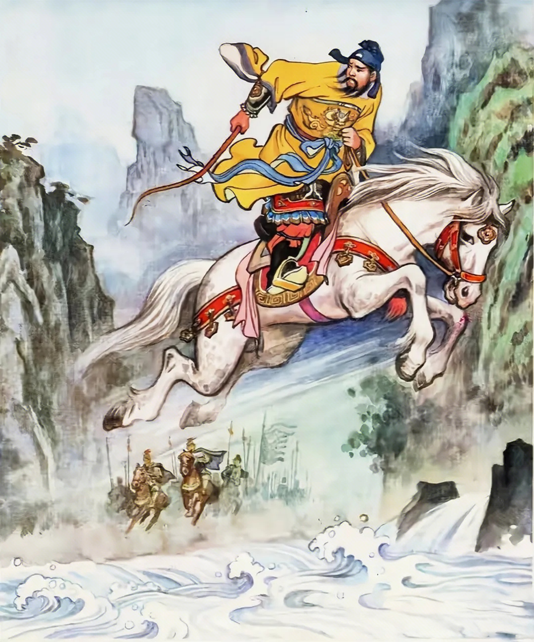 《刘备跃马过檀溪》,1982年出版,辽宁美术出版社