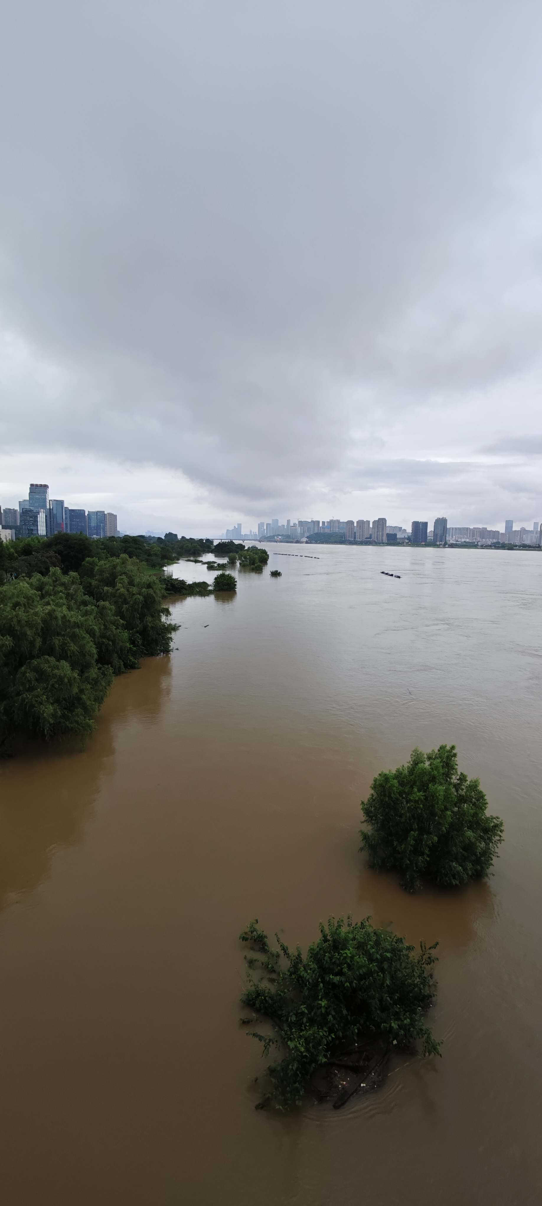 下班上湘府大桥观洪水