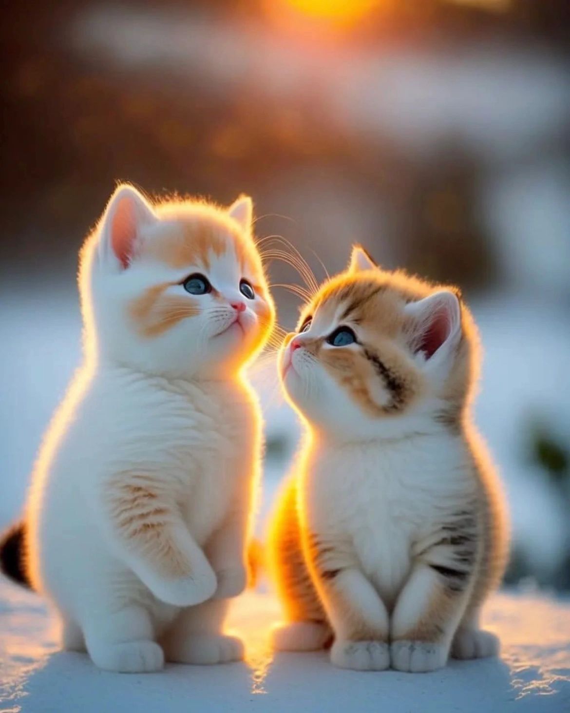 它们紧紧相依,温柔的眼神中充满了爱意.