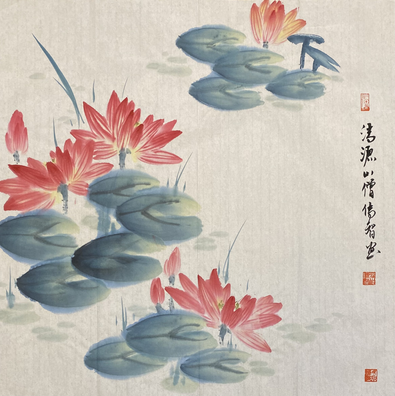 传智法师书画作品:佛心莲影 #见微禅苑#  #名家书画#  #国画