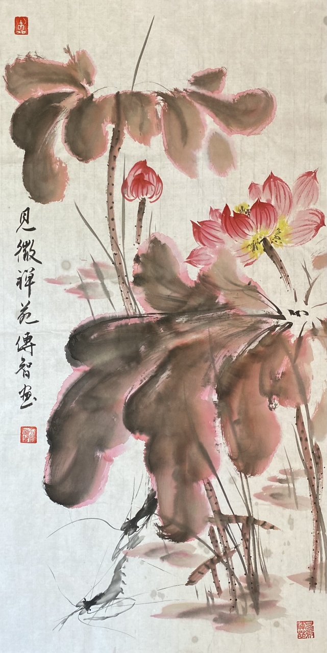 释传智法师书画作品:禅荷#见微禅苑#禅武翰墨#国画 傲骨残荷风