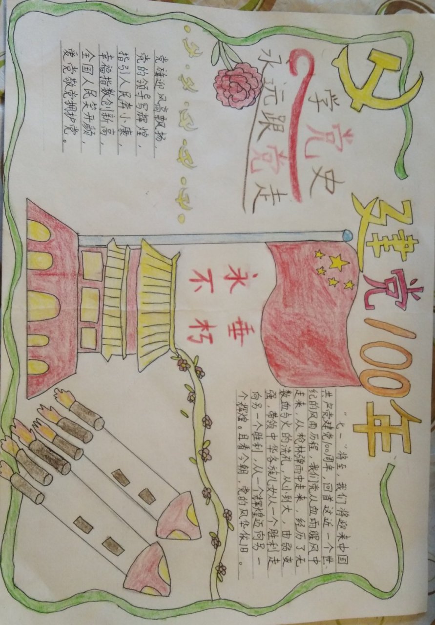 建党一百周年手抄报这样画