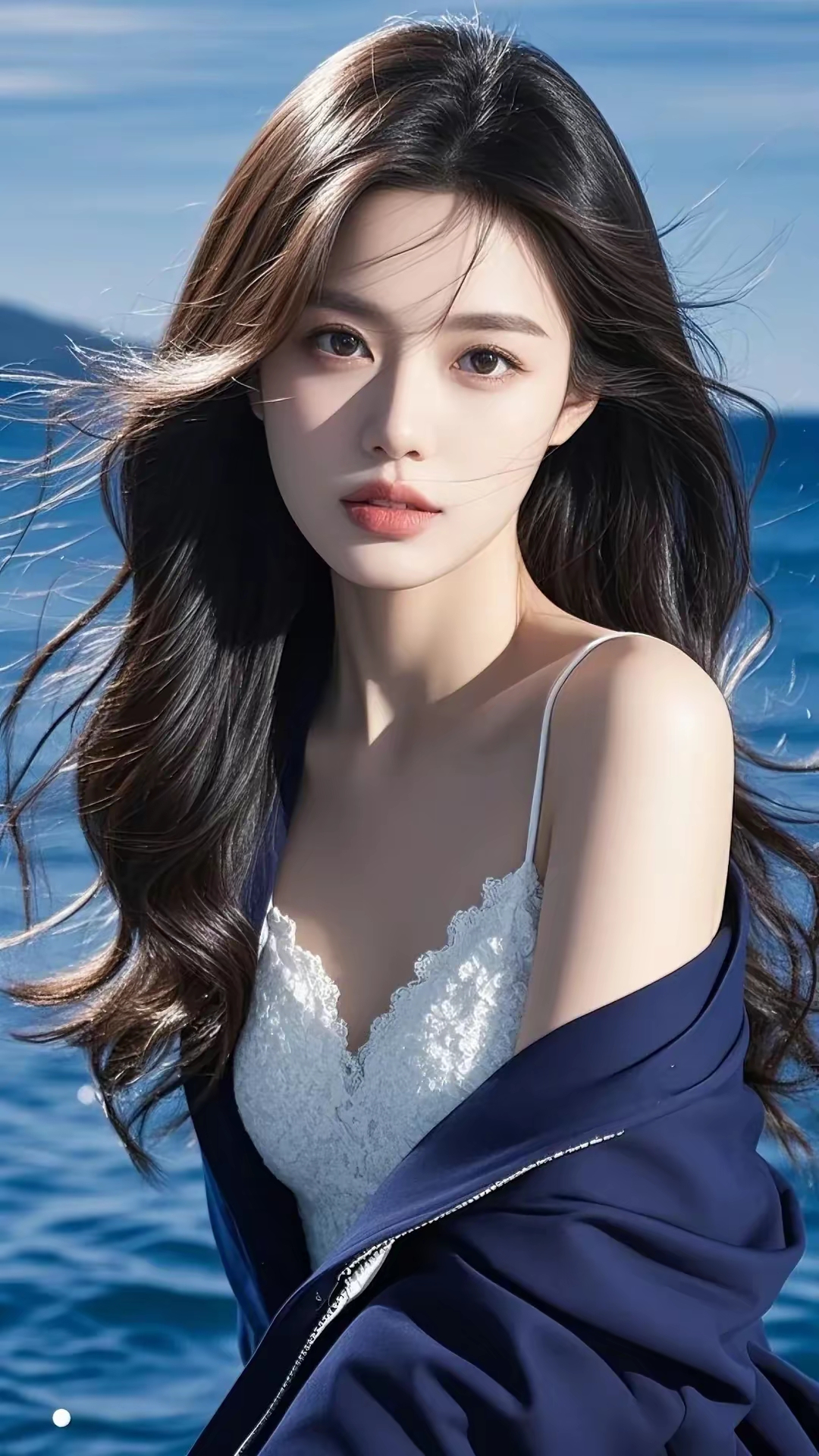 壁纸:海边微风轻拂,优雅女神的惊艳瞬间