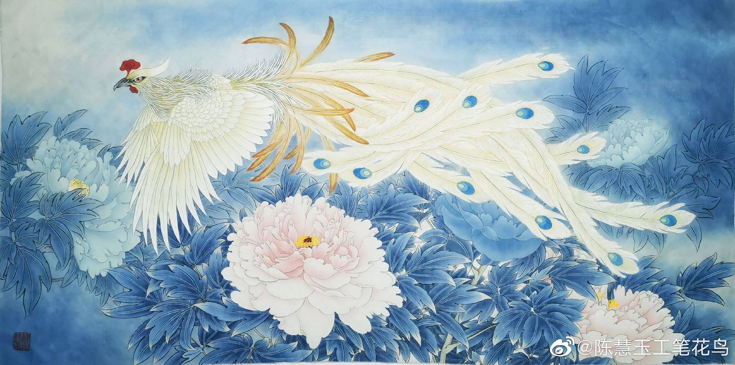 《凤凰于飞》 日本绢丝6生绢设色 90*50cm