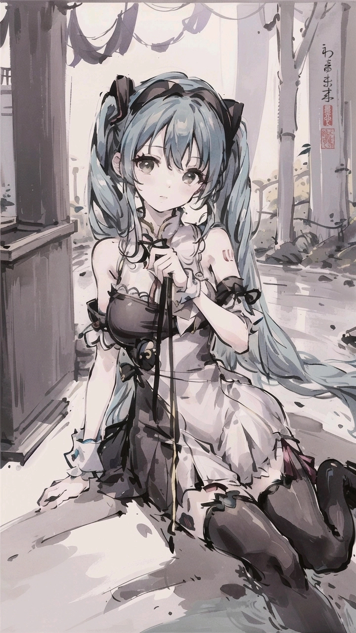 水墨风二次元美少女