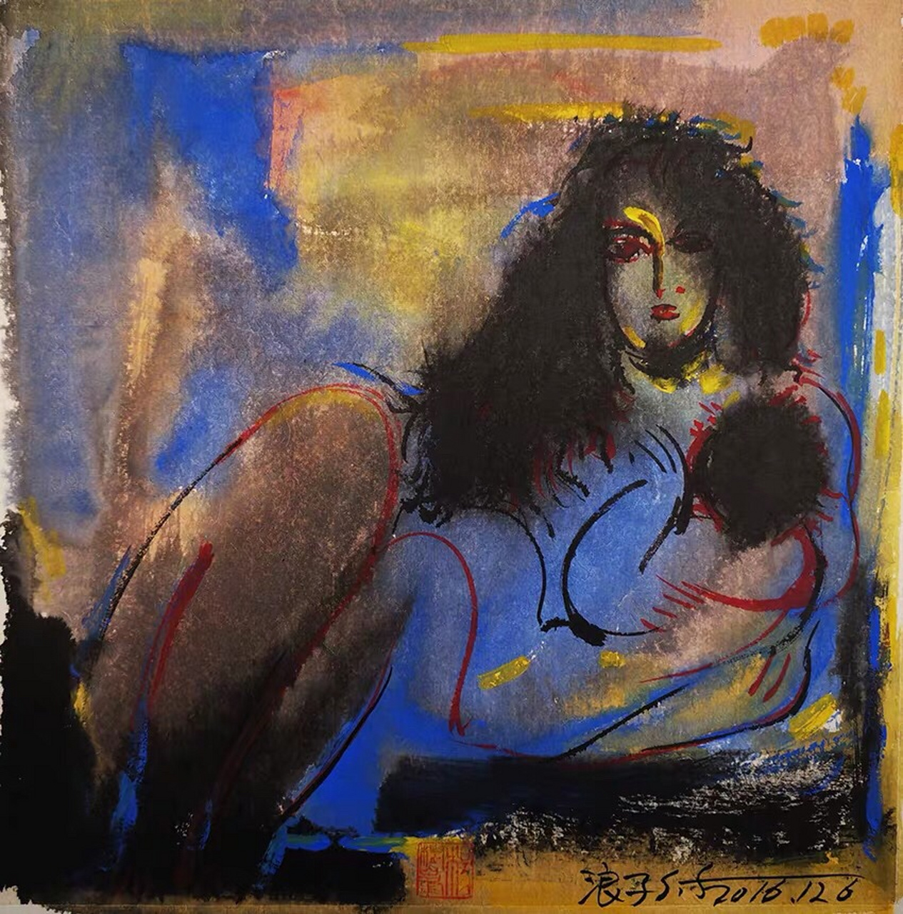 今天小收藏,明天必巨富 杨树峰老師作品 1:4尺斗方抽象国画 2:4尺整張