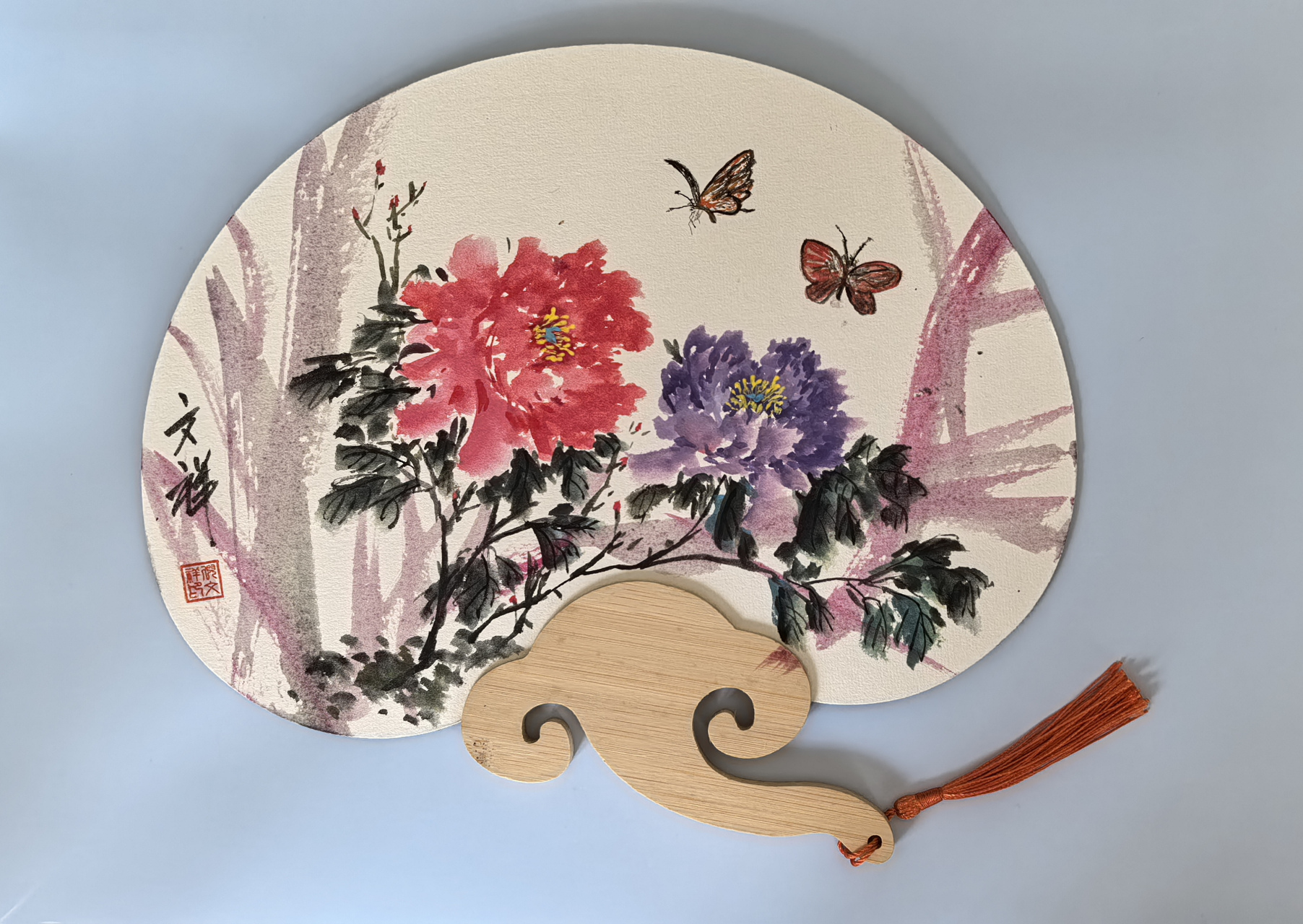 上海倪文祥(青藤主人)扇面写意牡丹