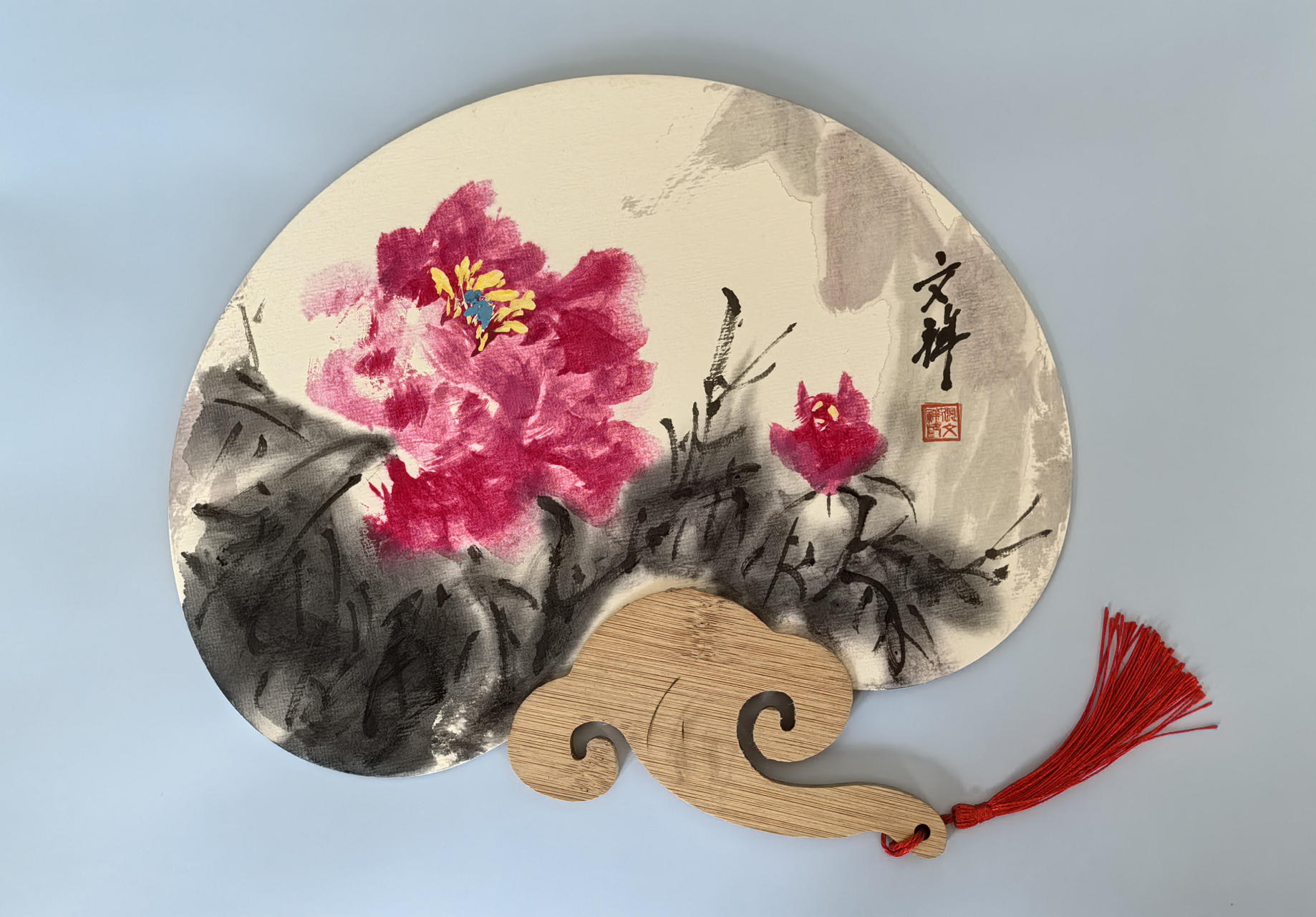 上海倪文祥(青藤主人)扇面写意牡丹