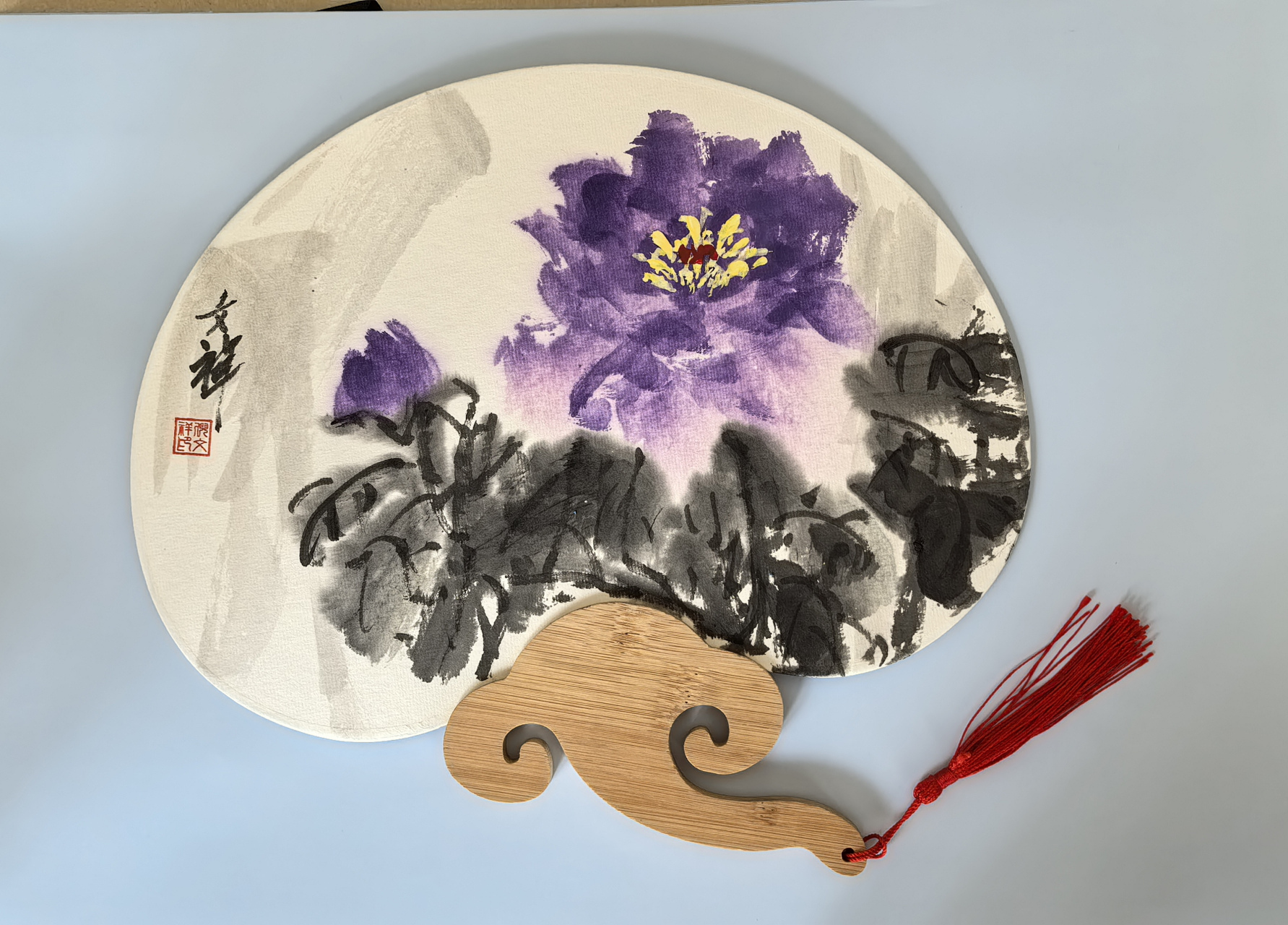 上海倪文祥(青藤主人)扇面写意牡丹