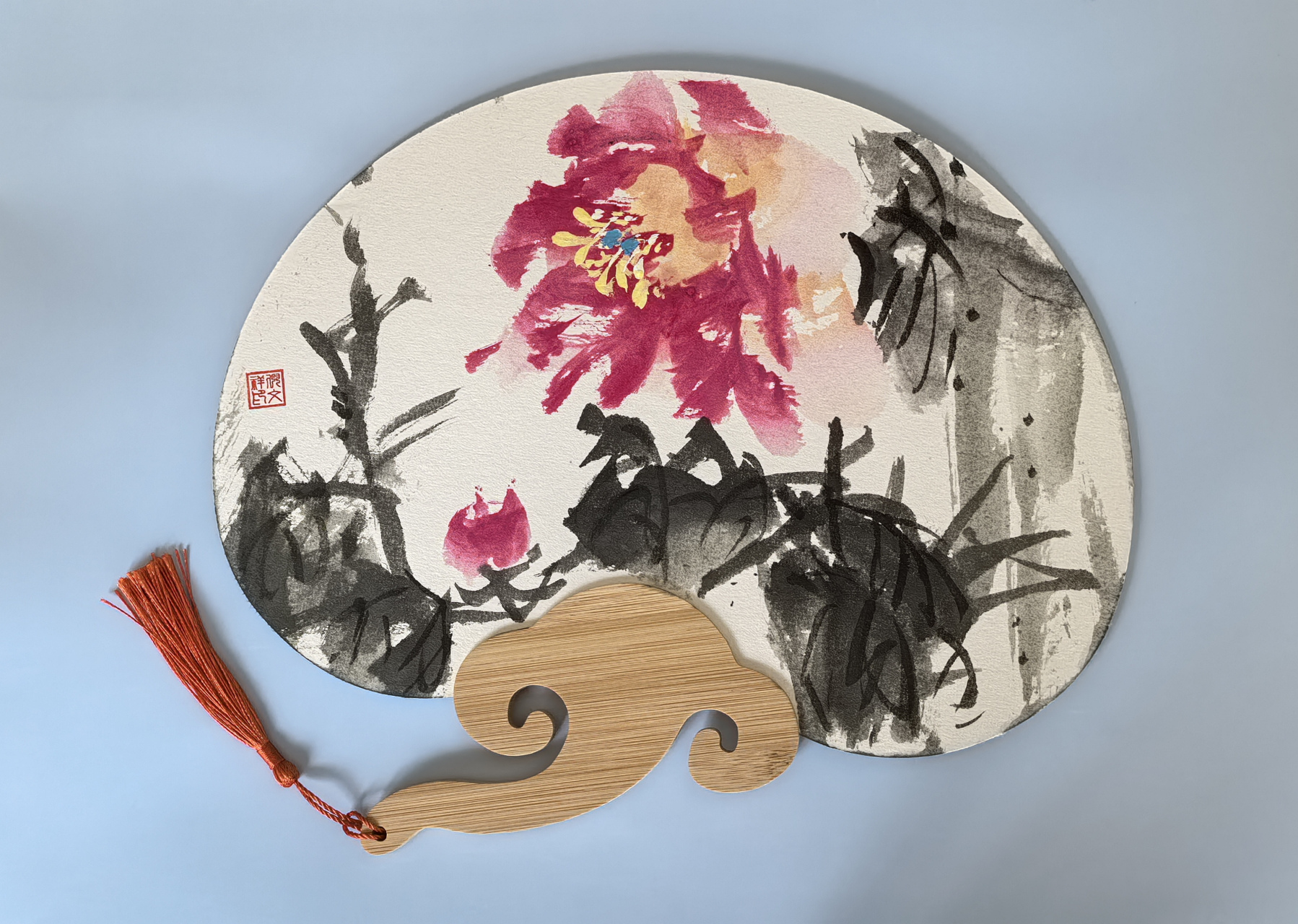 上海倪文祥(青藤主人)扇面写意牡丹